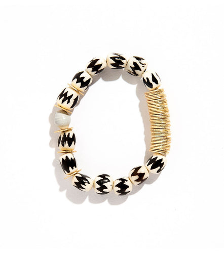 Kenyan Bead & Gold Disc Beaded Bracelet