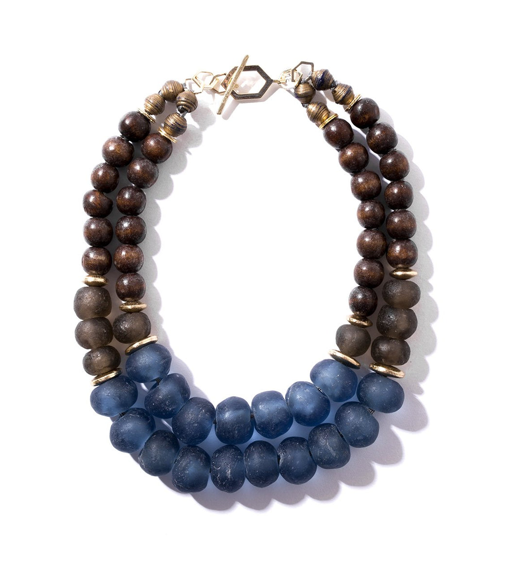Two-Strand Wooden Bead Necklace - Exclusive to NM
