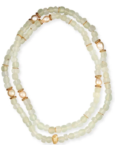 Long Java Glass & Horn Necklace