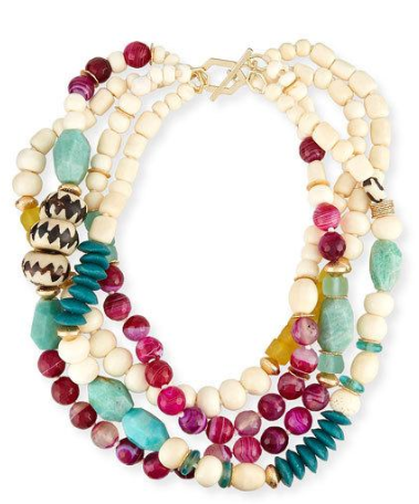 Four-Strand Bone & Agate Necklace