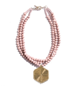 Collar Necklace with Hexagon Pendant