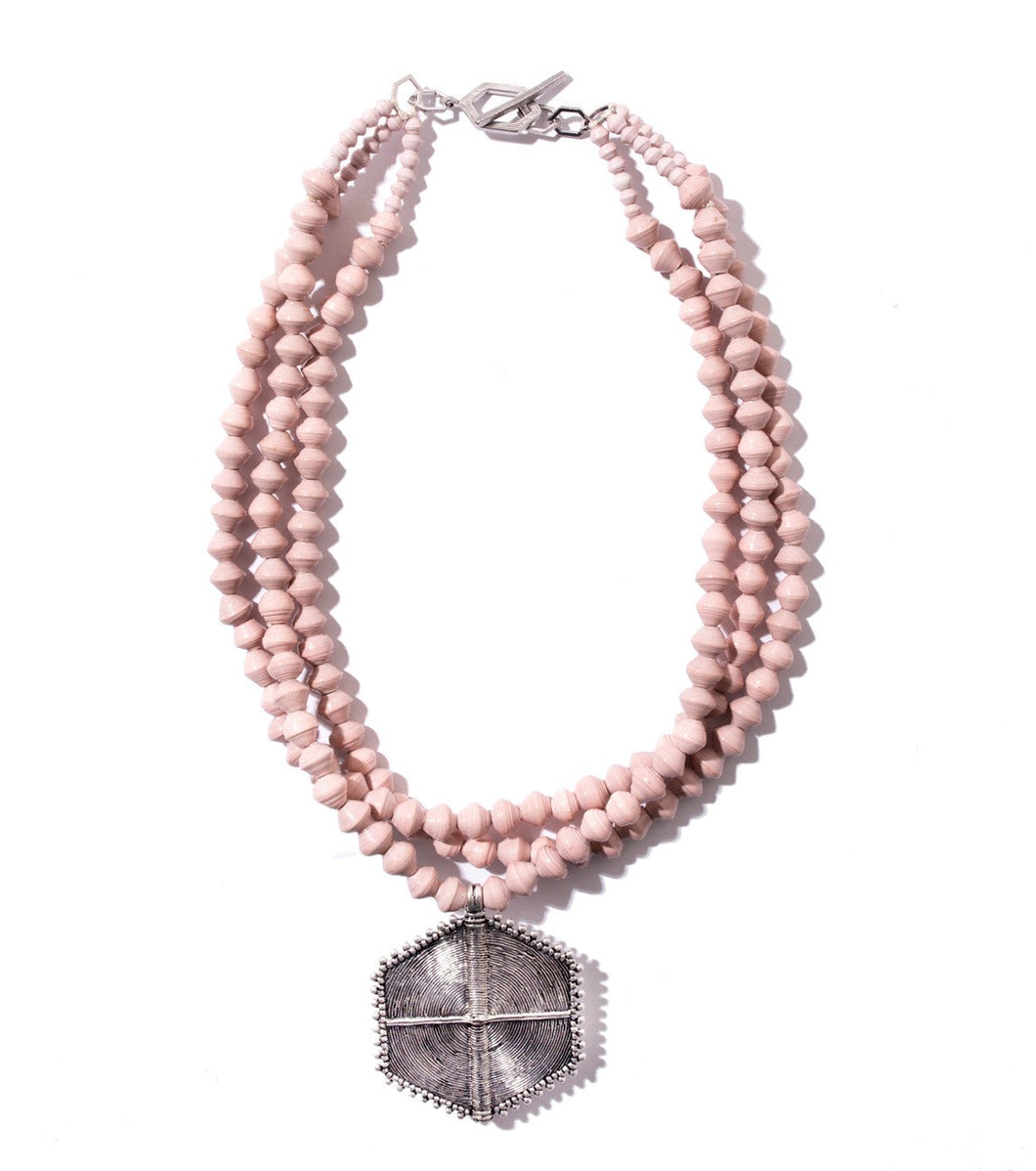 Collar Necklace with Hexagon Pendant