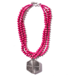 Collar Necklace with Hexagon Pendant