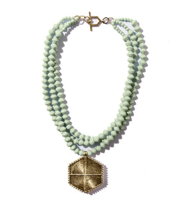 Collar Necklace with Hexagon Pendant