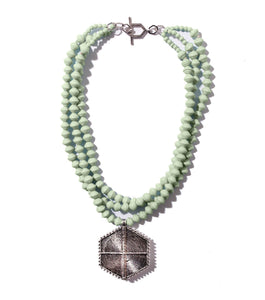 Collar Necklace with Hexagon Pendant