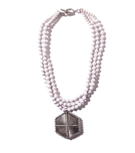Collar Necklace with Hexagon Pendant