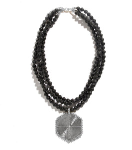 Collar Necklace with Hexagon Pendant