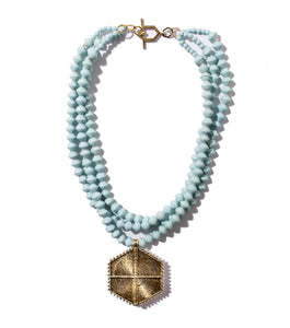 Collar Necklace with Hexagon Pendant