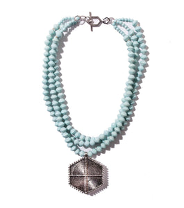 Collar Necklace with Hexagon Pendant