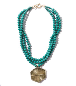 Collar Necklace with Hexagon Pendant